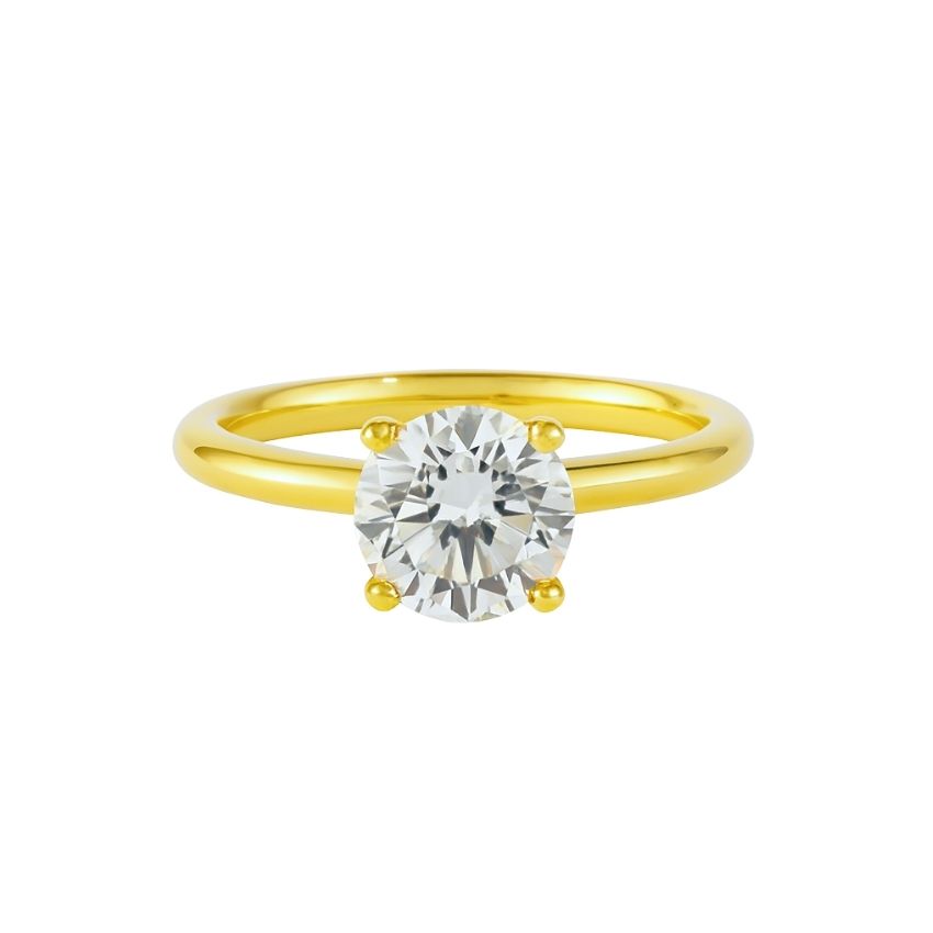 Brass Engagement Ring with Cubic Zirconia Brilliant Round Cut for Women